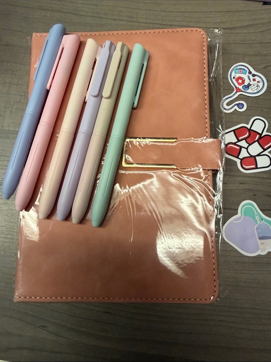 Other - Peach Pink large Faux Leather Planner with Sticker Accents